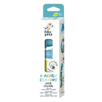 haku yoka Waskrijt - Met bijenwas - In eikelvorm - Koude kleuren - 6st.