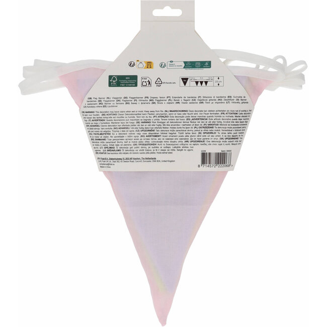 Folat Vlaggenlijn - Pastel - Polyester/katoen - 9 vlaggen - 23cm hoog - 6m