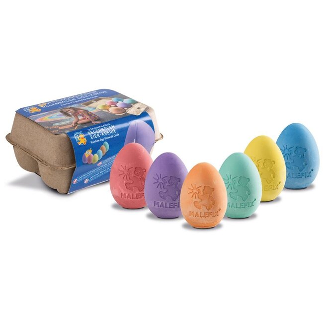 Stoepkrijt - Eivormig - 6 kleuren in eierdoos - 4+