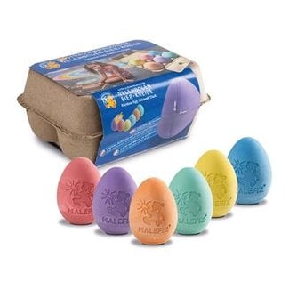 Stoepkrijt - Eivormig - 6 kleuren in eierdoos - 4+