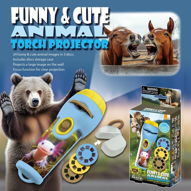 Ambo Zaklamp & projector - Schattige dieren - Met 3x8 afbeeldingen