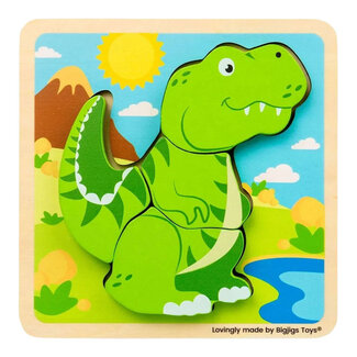 BigJigs Puzzel - Dino - T-rex - Extra dikke stukken - 4st.