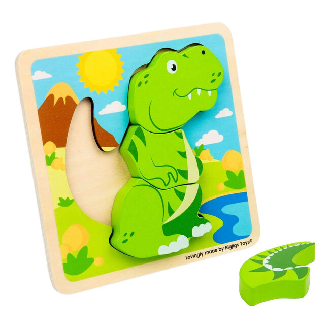 BigJigs Puzzel - Dino - T-rex - Extra dikke stukken - 4st.