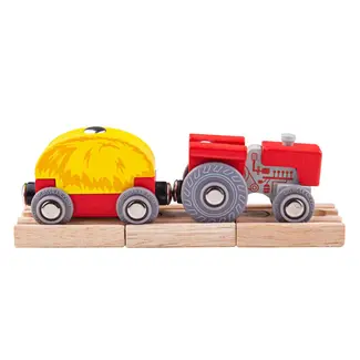 BigJigs Rails - Trein - Tractor & aanhanger