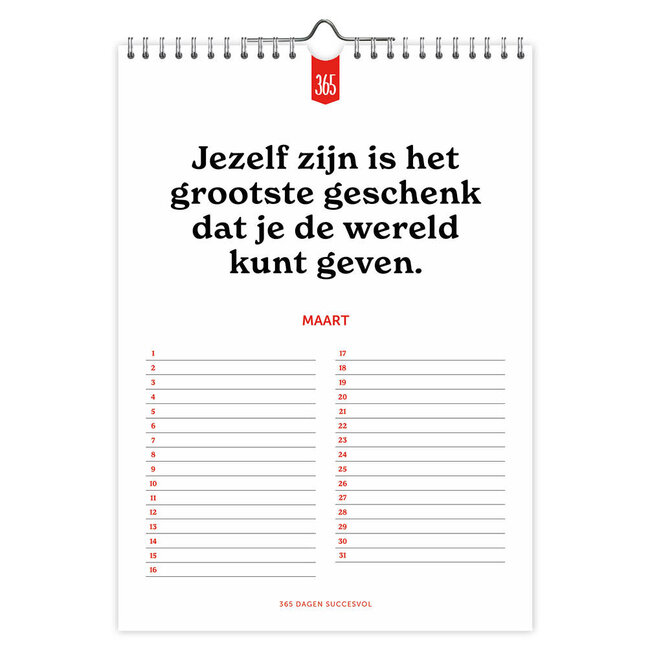 Comello Verjaardagskalender - 365 dagen succesvol - 21x29,7cm