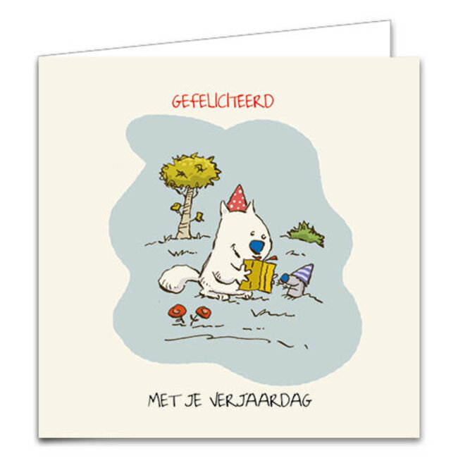 Comello Kaartenmapje - 10 kaarten - Doe eens lief - Feestmuts op - 12x12cm