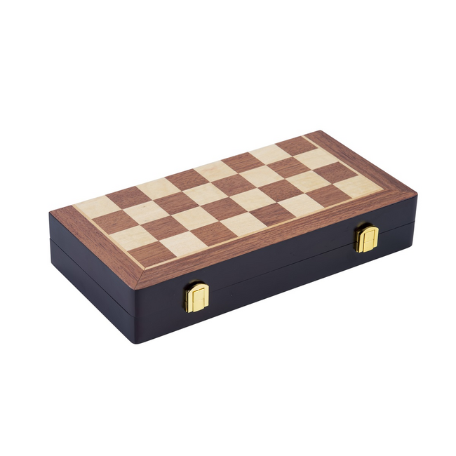 Spel - Schaakspel - Essenhout - Inklapbaar- 30x30x5cm