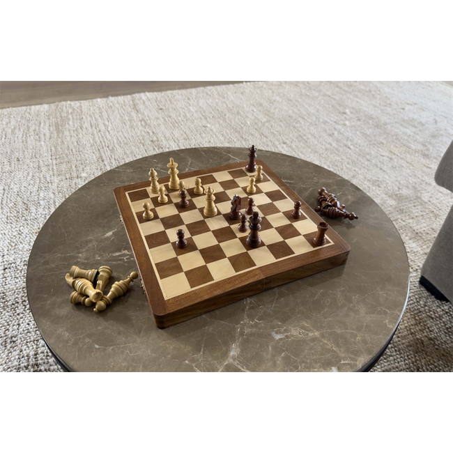 Spel - Schaakspel - Essenhout - Inklapbaar- 30x30x5cm