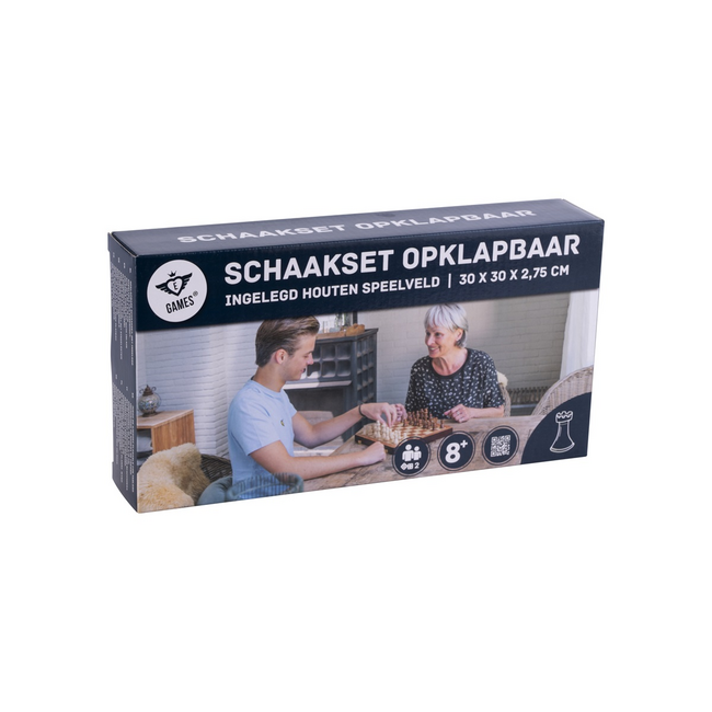 Spel - Schaakspel - Essenhout - Inklapbaar- 30x30x5cm