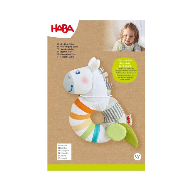 Haba Rammelaar - Grijpspeeltje - Zebra - 6m+