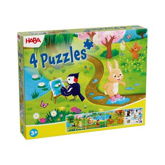 Haba Puzzel - Jaargetijden - Seizoenen - 4 in 1 - 4x24st. - 3+