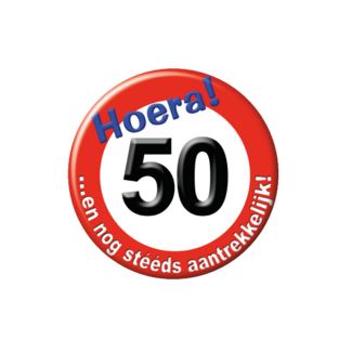 Paper Dreams Button - 50 jaar - Verkeersbord - Klein
