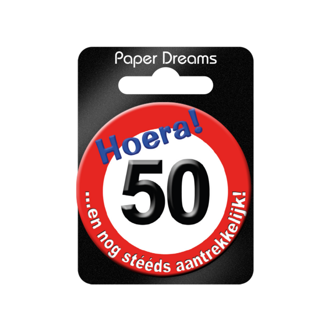 Paper Dreams Button - 50 jaar - Verkeersbord - Klein
