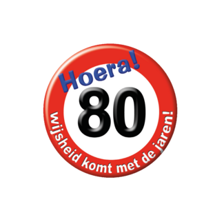 Paper Dreams Button - 80 jaar - Verkeersbord - Klein