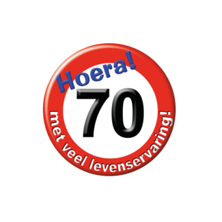 Paper Dreams Button - 70 jaar - Verkeersbord - Klein