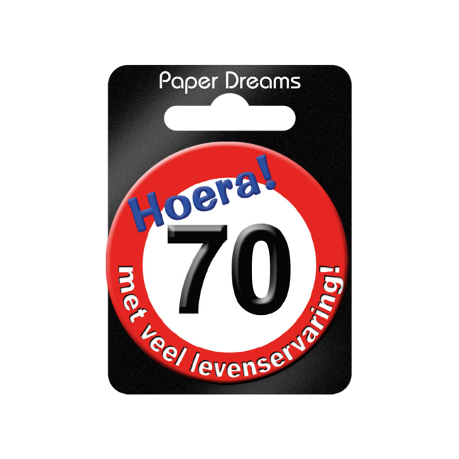 Paper Dreams Button - 70 jaar - Verkeersbord - Klein