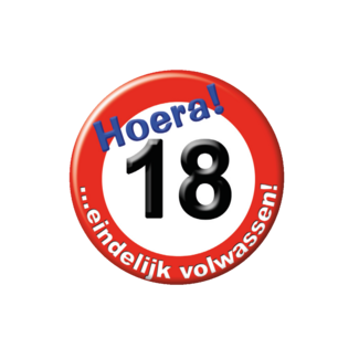 Paper Dreams Button - 18 jaar - Verkeersbord - Klein