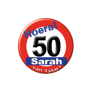 Paper Dreams Button - 50 jaar, Sarah - Verkeersbord - Klein