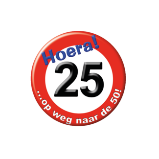 Paperdreams Button - 25 jaar - Verkeersbord - Klein