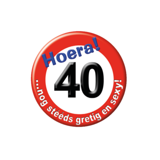 Paper Dreams Button - 40 jaar - Verkeersbord - Klein