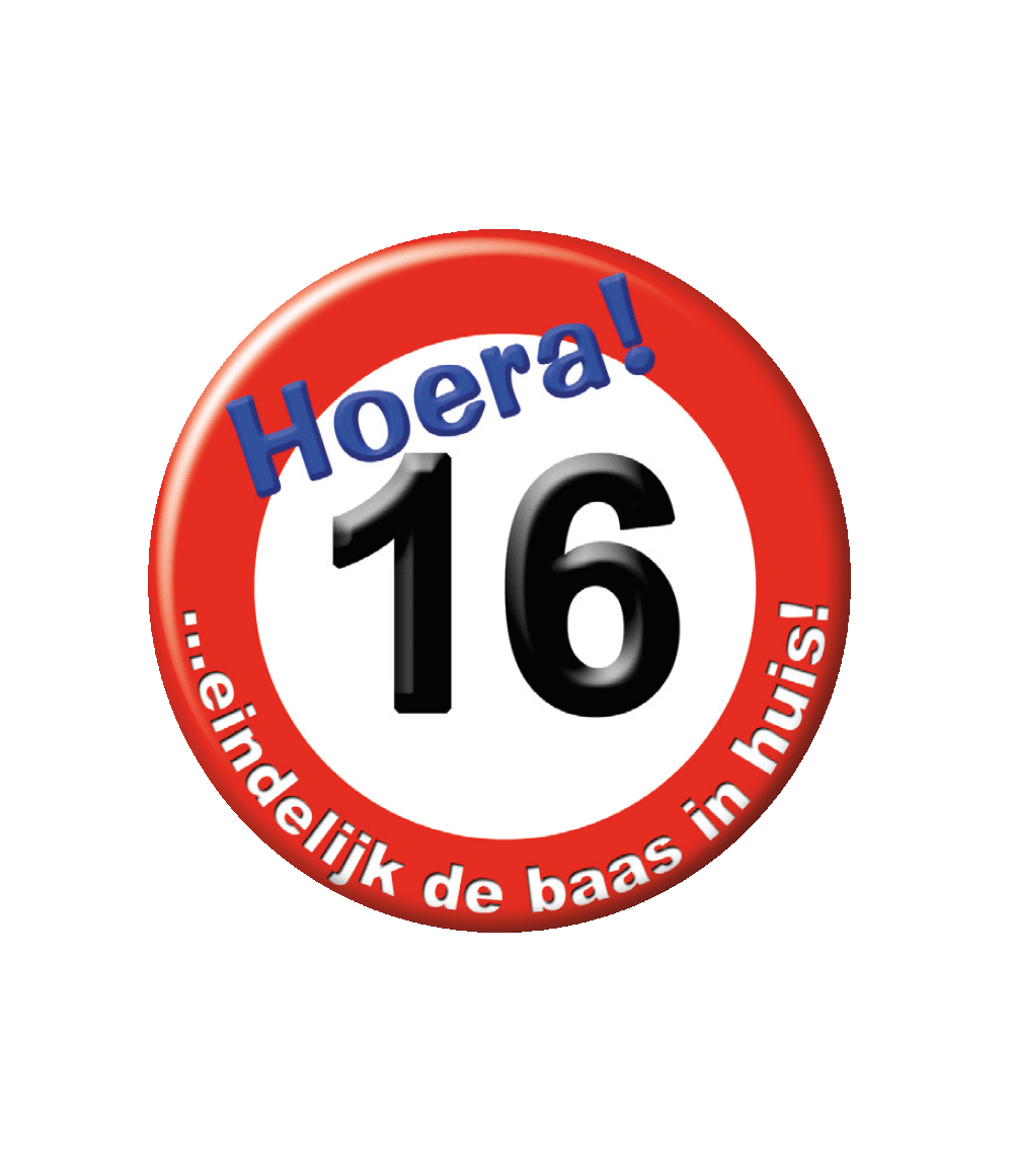 Button - 16 jaar - Verkeersbord - Klein
