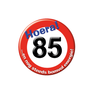 Paper Dreams Button - 85 jaar - Verkeersbord - Klein