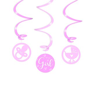 Paperdreams Hangdecoratie - Swirl - Geboorte - Meisje - It's a girl - 3st. -14x70cm