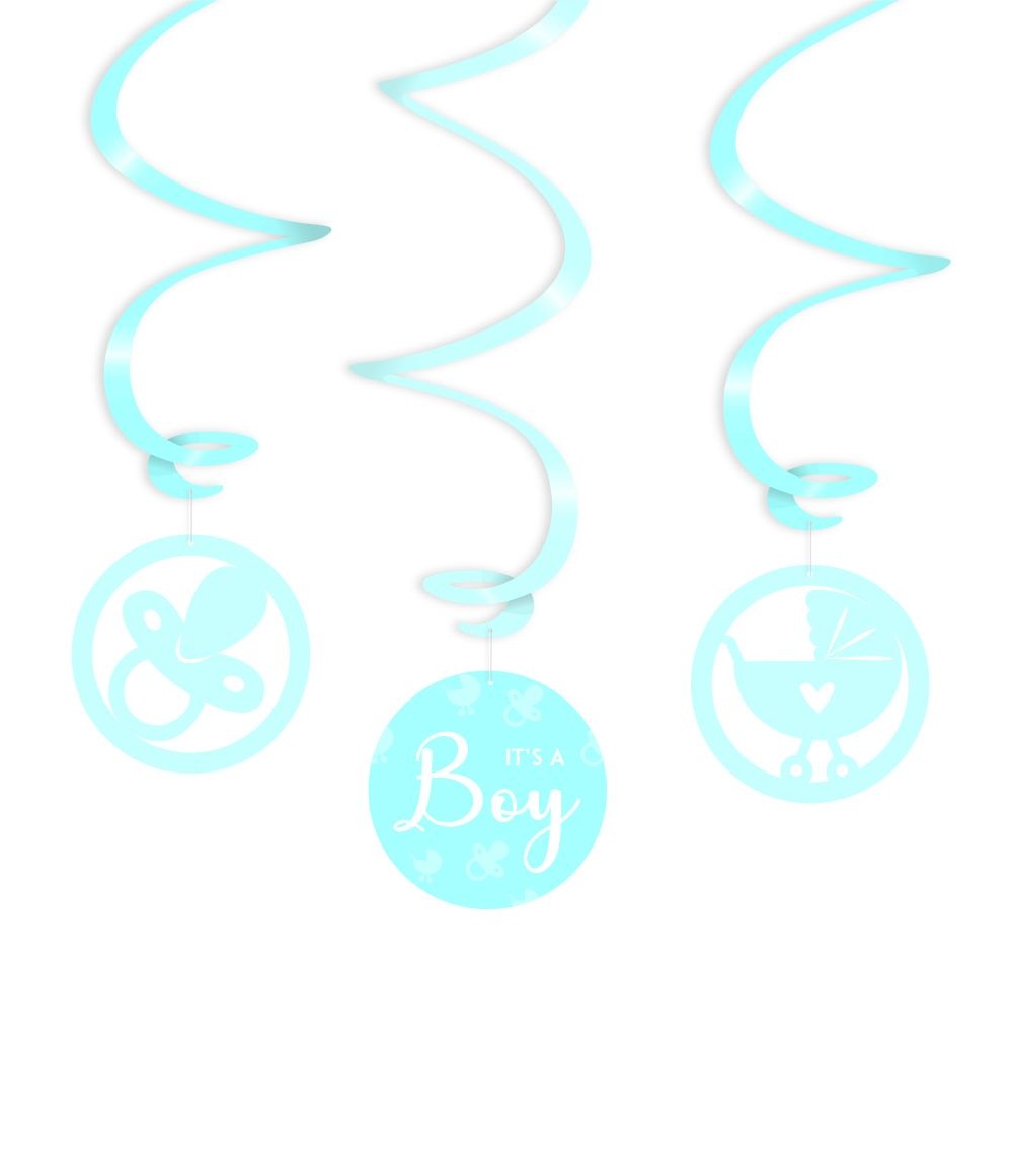 Hangdecoratie - Swirl - Geboorte - Jongen - It's a boy- 3st. -14x70cm