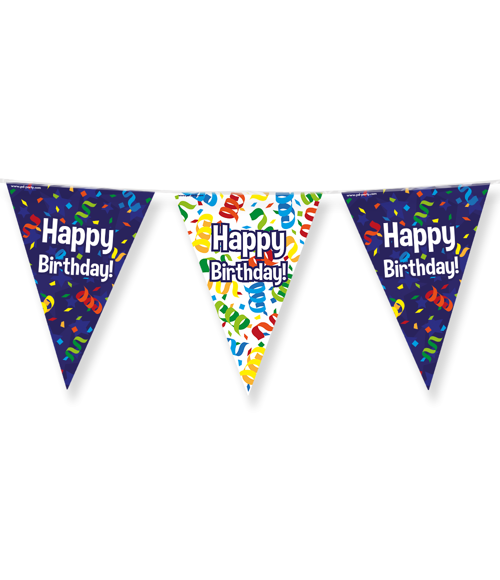 Vlaggenlijn - Happy Birthday - Cartoon - 10m
