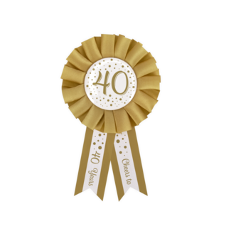 Paperdreams Rozet - 40 jaar - Goud, wit
