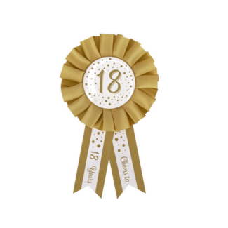 Paperdreams Rozet - 18 jaar - Goud, wit