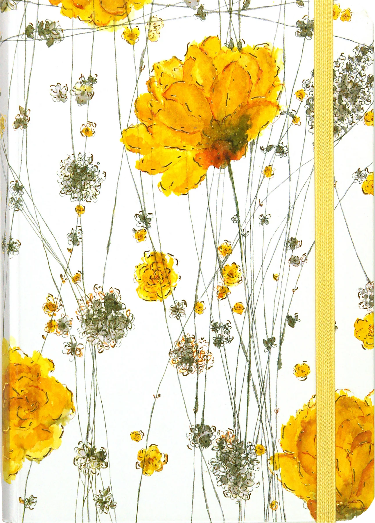 Notitieboek - Compact journal - Yellow flowers - 13x18cm