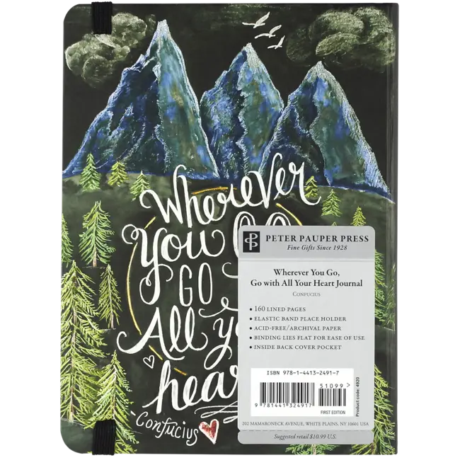 Peter Pauper Press Notitieboek - Mid size journal - Wherever you go, go with all your heart - 16x21cm