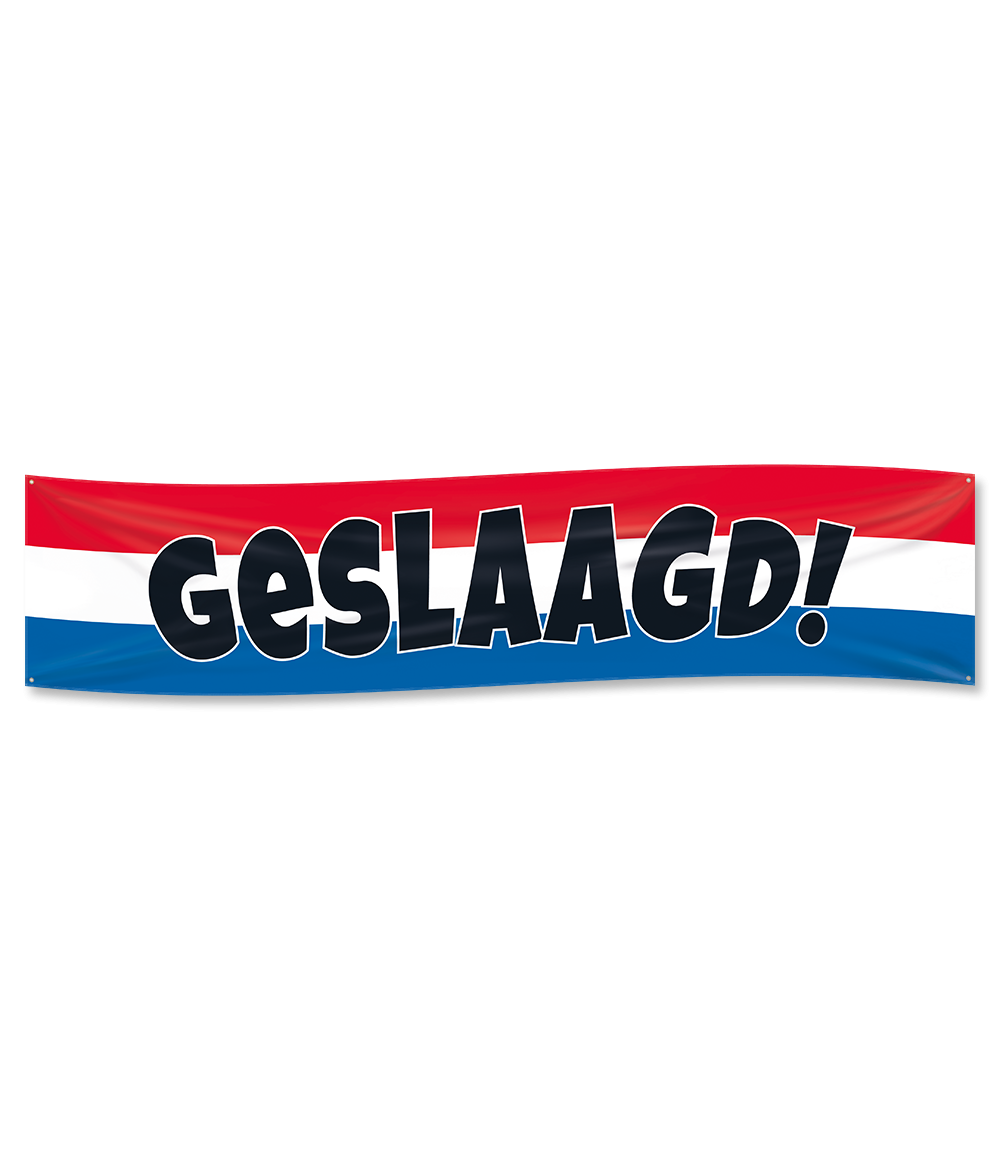 Banner - Geslaagd - Rood, wit, blauw - 40x180cm