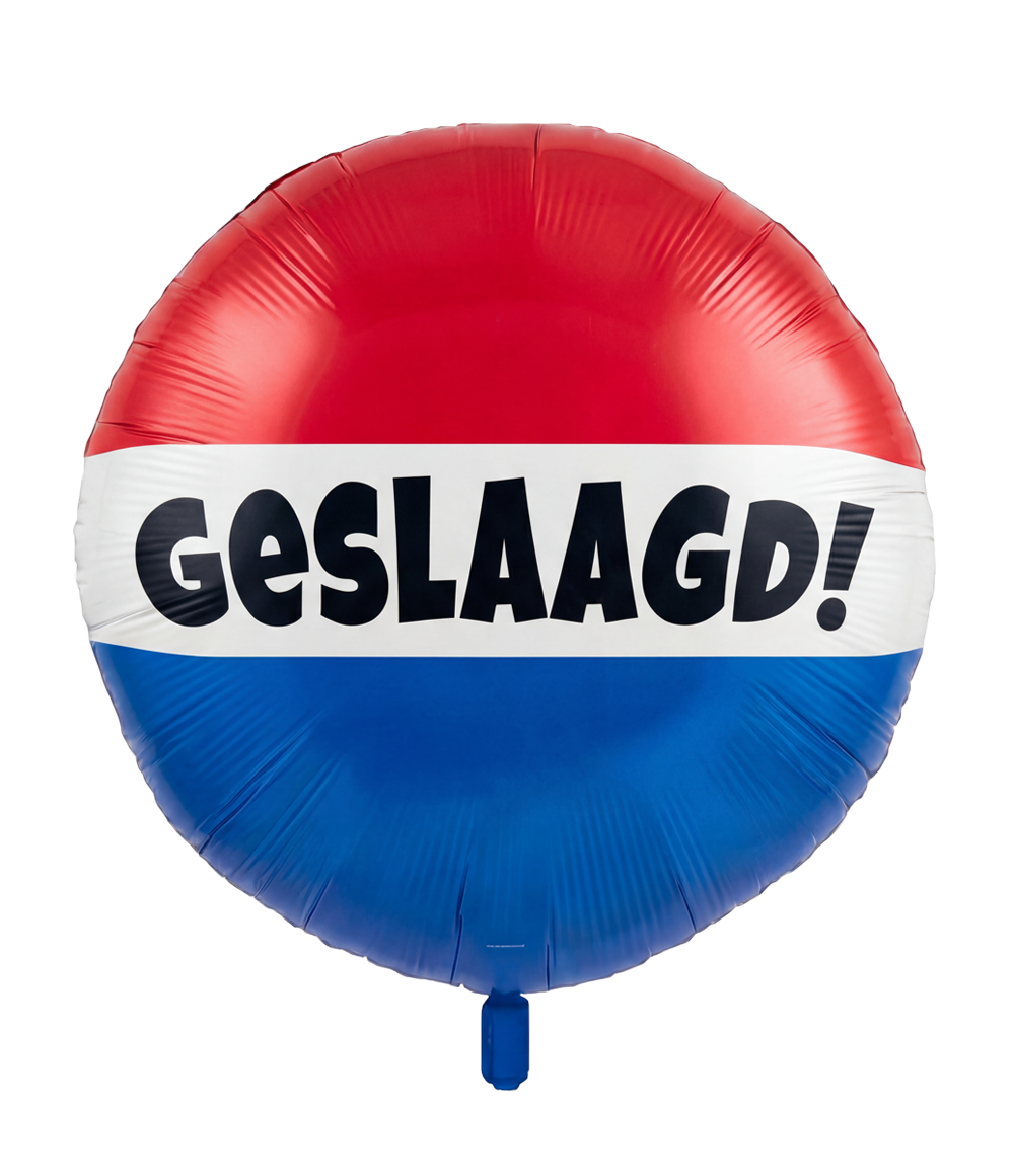 Folieballon - Geslaagd - Rood, wit, blauw - 74cm