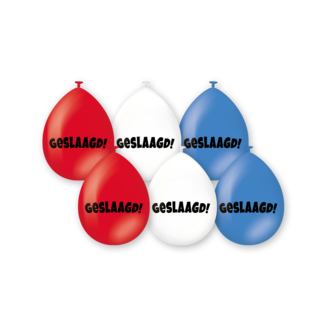 Paperdreams Ballonnen - Geslaagd - Rood, wit, blauw - 6st.