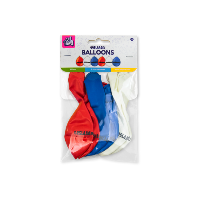 Paper Dreams Ballonnen - Geslaagd - Rood, wit, blauw - 6st.