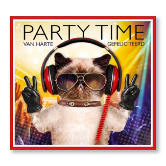 PaperClip Kaart - Muziek - Party time, van harte gefeliciteerd - 003