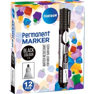 Centrum Permanent marker - Zwart - 12st.