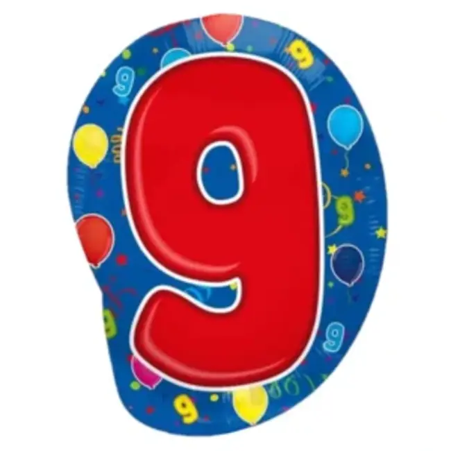 Folieballon - 9 - shape - 56cm - zonder vulling*