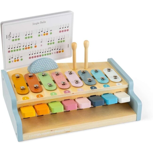 BigJigs Xylopiano - Xylofoon en piano in 1 - Met bladmuziek en stokjes