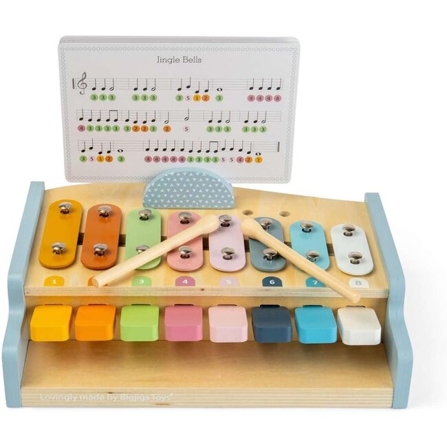BigJigs Xylopiano - Xylofoon en piano in 1 - Met bladmuziek en stokjes