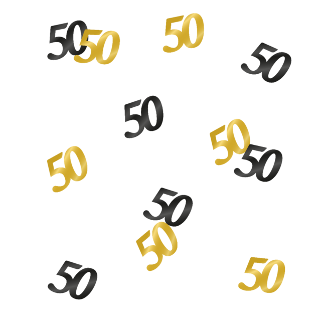 Tafeldecoratie - 50 jaar - Confetti - Goud / zwart