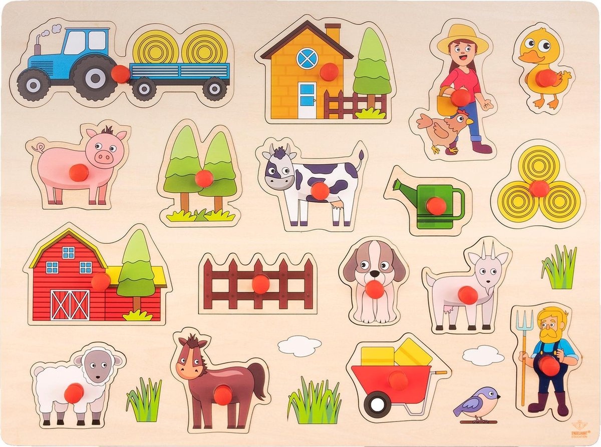 Puzzel - Knopjespuzzel - Boerderij - Groot - 17st.