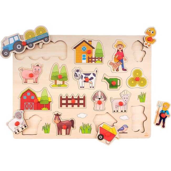 Engelhart Puzzel - Knopjespuzzel - Boerderij - Groot - 17st.