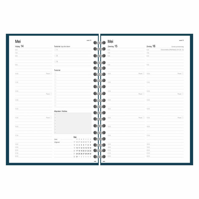Comello Agenda - 2027 - Thuiswerkagenda - Blauw - Groot - 17,5x25cm