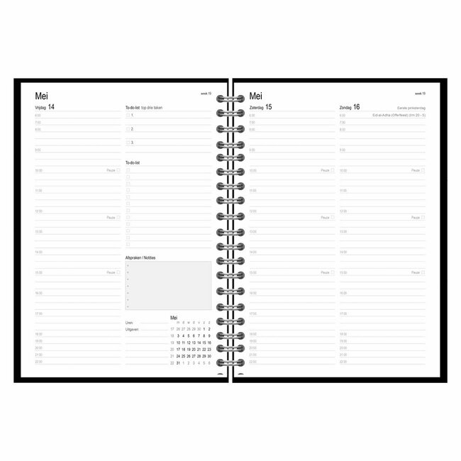 Comello Agenda - 2027 - Thuiswerkagenda - Zwart - Groot - 17x24cm