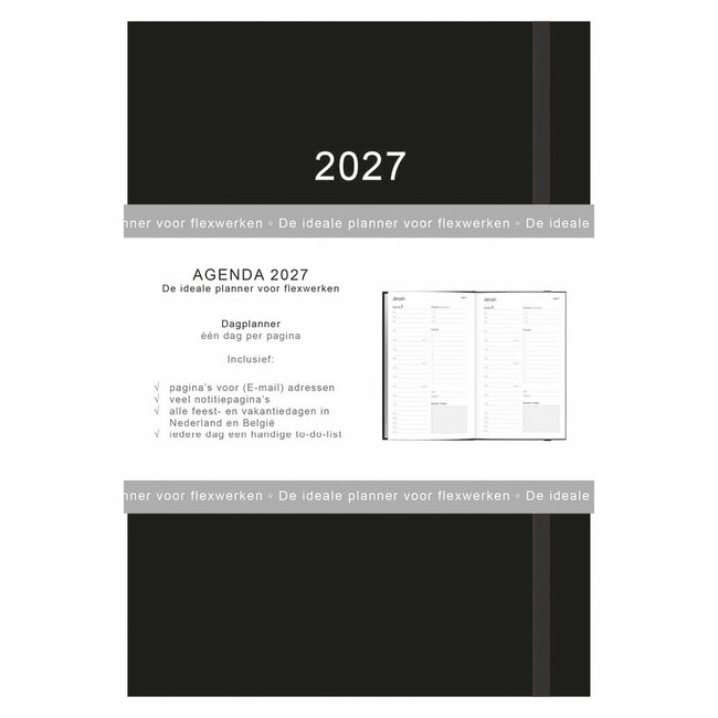 Comello Agenda - 2027 - Thuiswerkagenda - Zwart - A5 formaat - 14,8x21cm