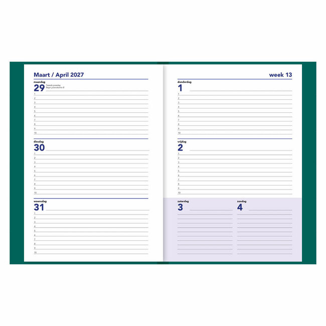 Comello Week agenda - 2027 - 17 maanden - 14,8x21cm - Groen