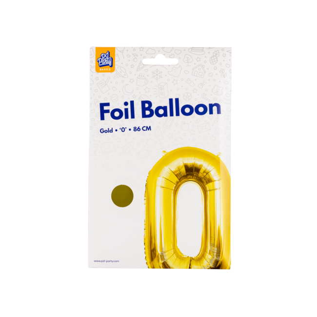 Paper Dreams Folieballon - Cijfer - 0 - Goud - 86cm - Zonder vulling